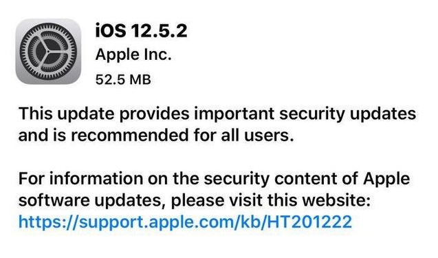 抚州苹果手机维修分享iOS12.5.2发布，建议所有老苹果用户安装 